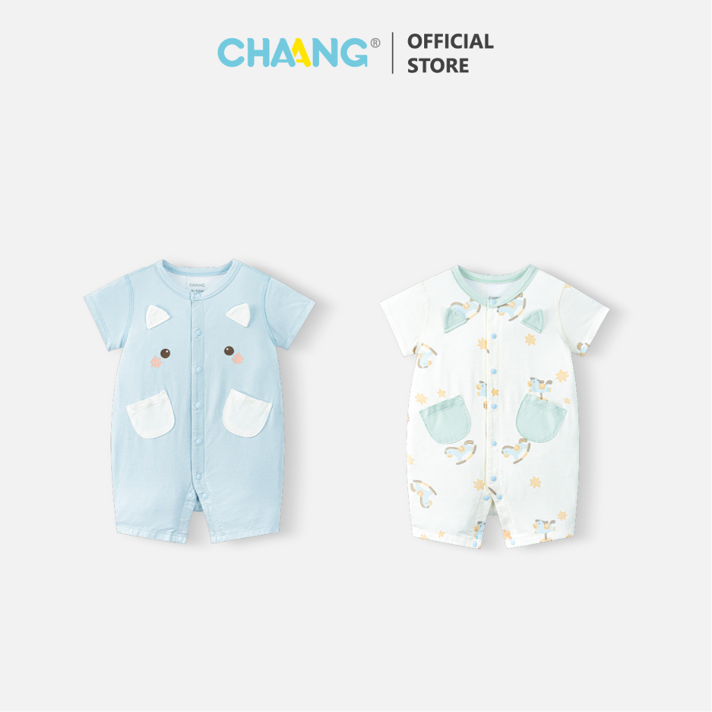 [CHAANG 3-18M] Body cộc cúc giữa thông hơi Wild cho bé trai và bé gái