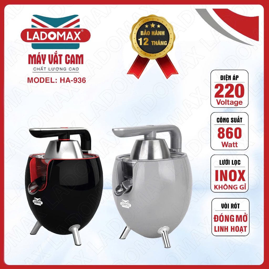 MÁY VẮT CAM, CHANH CÔNG SUẤT LỚN Ladomax 860W ANNAZONE, có linh kiện thay thế  ...bảo hành 12 tháng - Màu đen