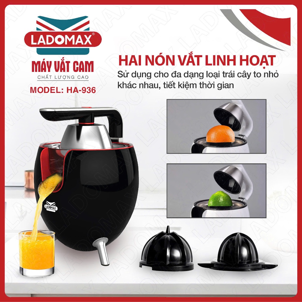 MÁY VẮT CAM, CHANH CÔNG SUẤT LỚN Ladomax 860W ANNAZONE, có linh kiện thay thế  ...bảo hành 12 tháng - Màu đen