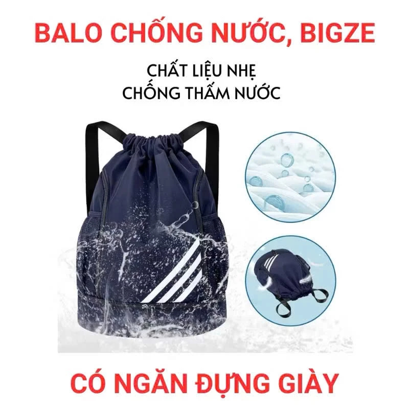 [Peinn] Balo Dây Rút Thể Thao Vải Polyester, Oxford , Chống Nước Có Ngăn Đựng Giày, Chơi Bóng Rổ, Bóng Đá, Tập Gym