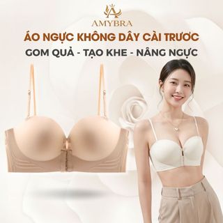 Áo Ngực Nữ AMYBRA Đúc Su Không Dây Cài Trước Tạo Khe, Áo Lót Gom Quả Nâng Ngực Căng Tròn A806