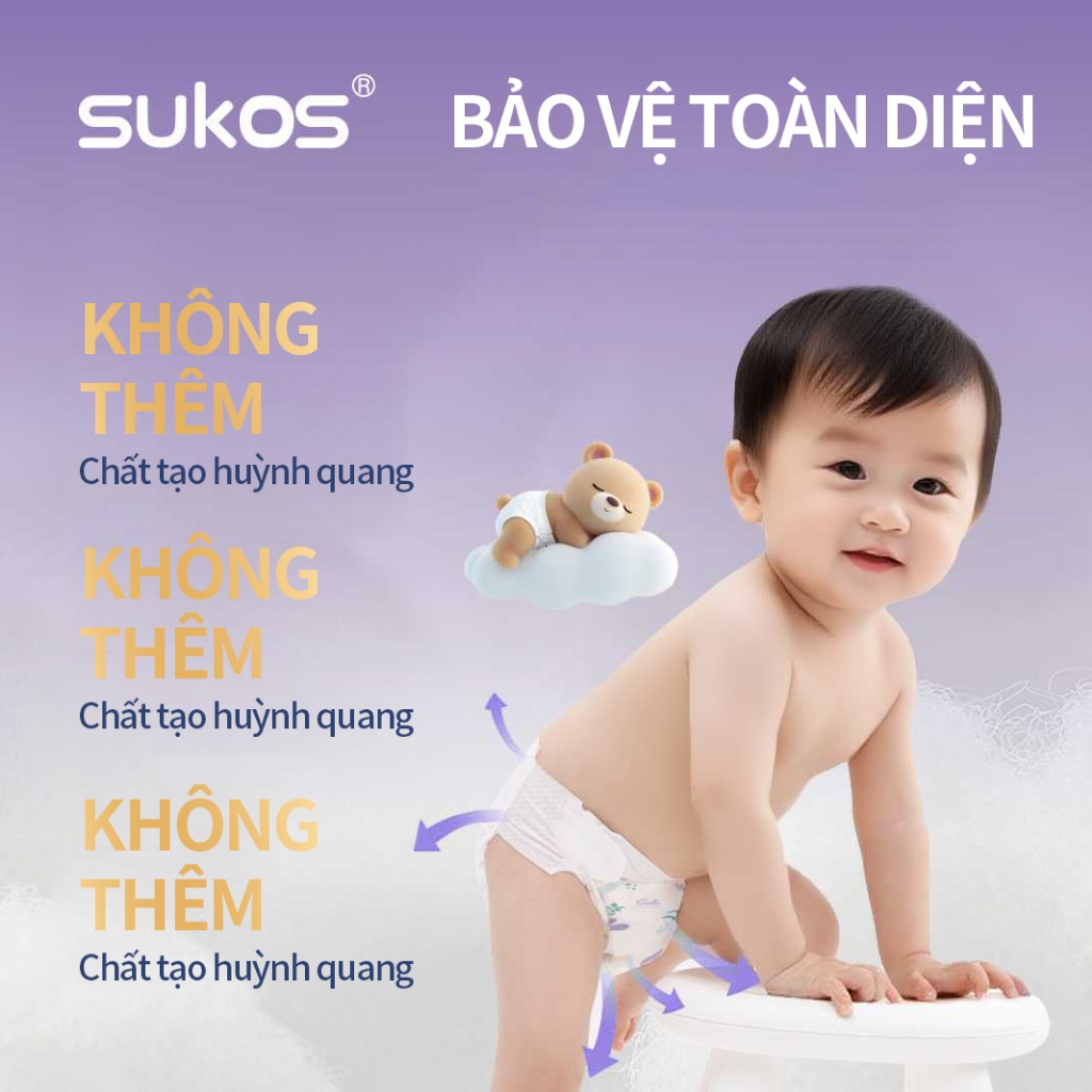 SUKOS Tã bỉm quần size M-XXXXL 50 miếng  cao cấp siêu thấm hút mềm mại chống tràn an toàn cho bé đủ