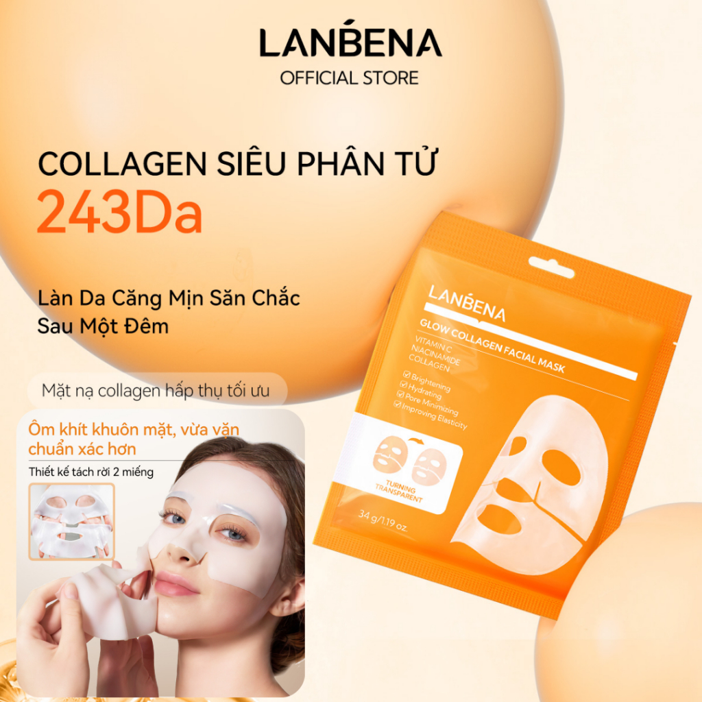 LANBENA Mặt Nạ Thạch (34g) - Dưỡng Sáng Trắng Da, Chống Lão Hoá Giảm Nhăn Làm Dịu Trẻ Hoá Da Vitamin C Skincare
