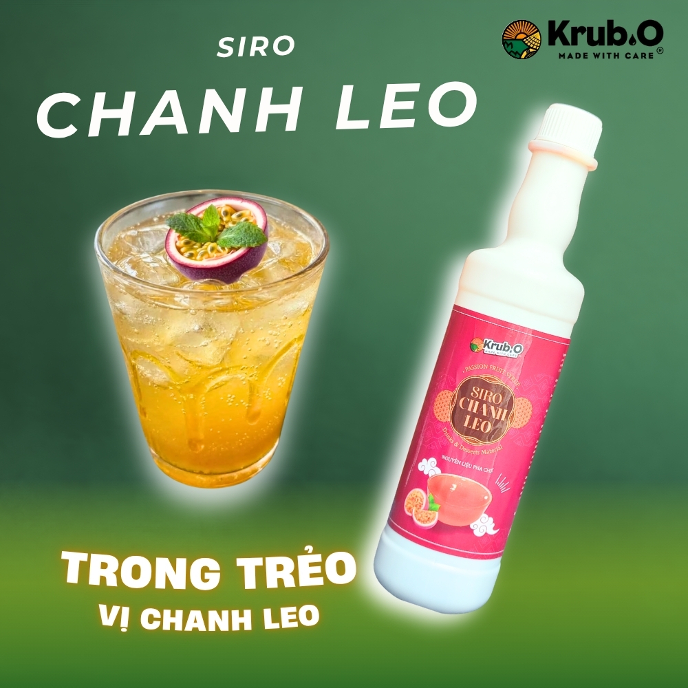 Siro Hương Chanh Leo Krub.O 580ml - Thơm Nồng Nàn, Vị Chua Ngọt Tự Nhiên, Màu Vàng Óng, Nguyên Liệu Pha Chế Trà Trái Cây