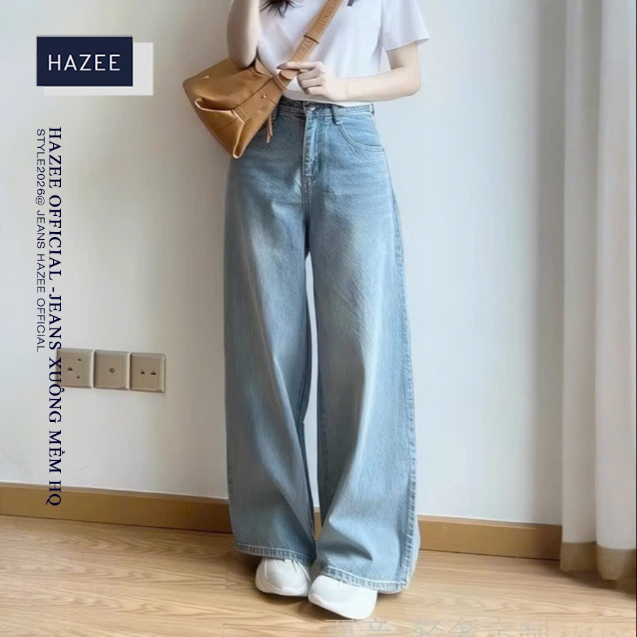 Quần Jean Hot Trend 2026 – Mặc là xinh- Quần Jean Ống suông Nữ HAZEE Chất Denim Mềm Hack Dáng