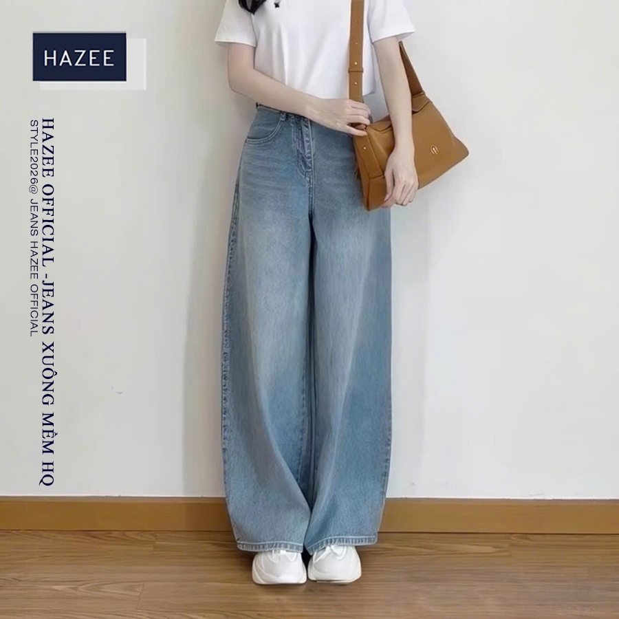Quần Jean Hot Trend 2026 – Mặc là xinh- Quần Jean Ống suông Nữ HAZEE Chất Denim Mềm Hack Dáng
