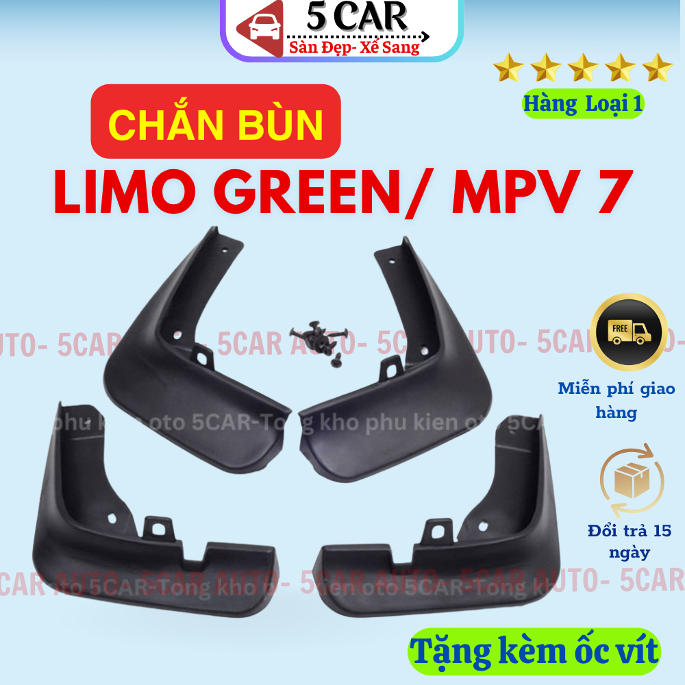 Bộ 4 Chắn Bùn 3D Cho Xe Vinfast Limo Green/ MPV7 chất liệu nhựa dẻo đàn hồi,- Tự lắp đặt dễ dàng