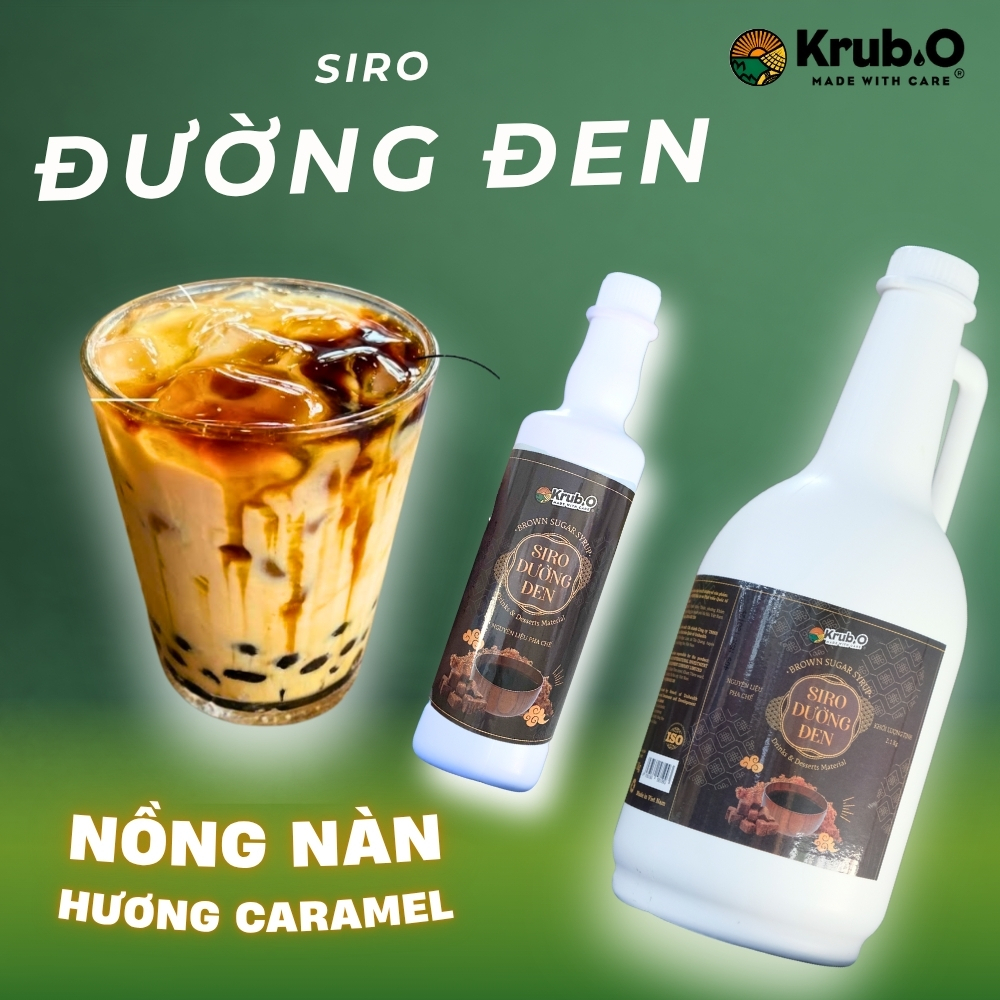 Siro Đường Đen Krub.O - Đậm Đặc, Thơm Caramel, Chuyên Dụng Trà Sữa Tươi Trân Châu Đường Đen