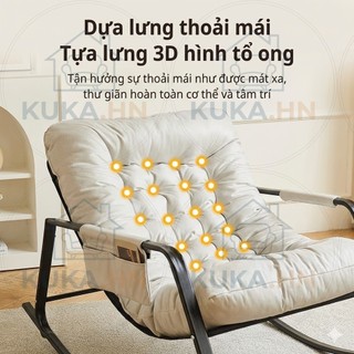 KUKA Ghế lười bập bênh phòng khách, có gác chân và túi đựng, vải công nghệ êm ái 1M45