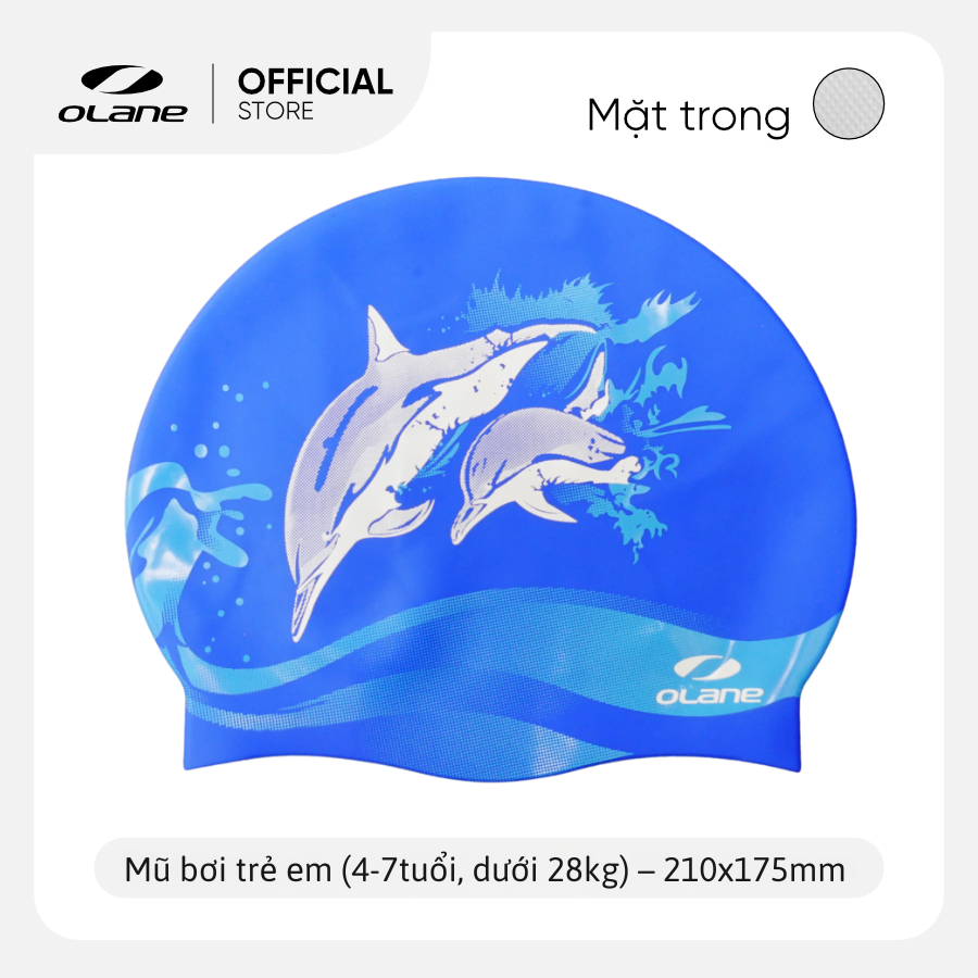 Mũ Bơi / Nón Bơi Silicon Trẻ Em Olane In Hình Cá Heo cho Bé Trai và Bé Gái