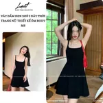 Váy đầm đen xoè 2 dây thời trang nữ LUST chất liệu dày dặn cao cấp thiết kế đẹp ôm body - M8 — ảnh 1