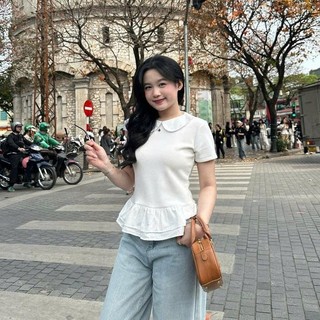 Áo Cộc Tay Cổ Sen Viền Bèo 247Store Áo Thun Cộc Tay Phong Cách Hàn Quốc