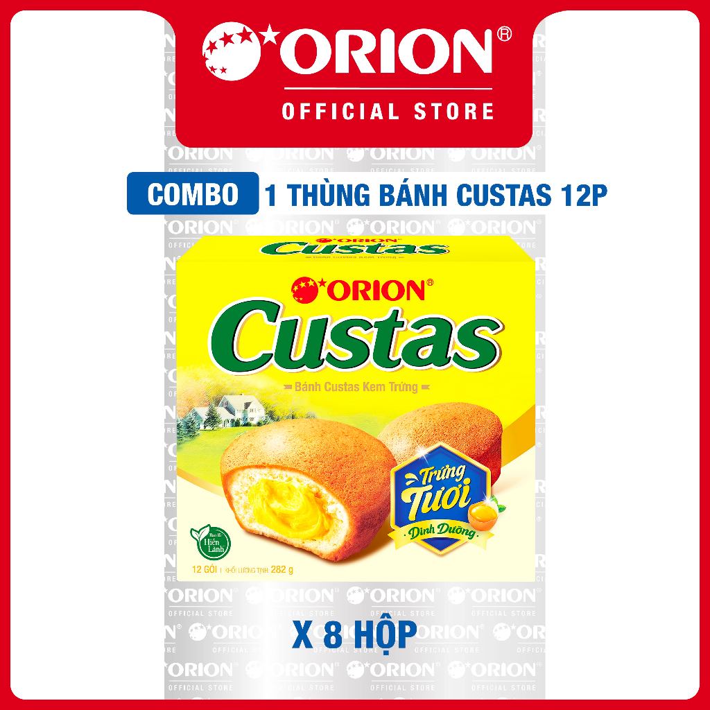 Thùng Bánh Custas Kem Trứng 12P (8 Hộp/Thùng)