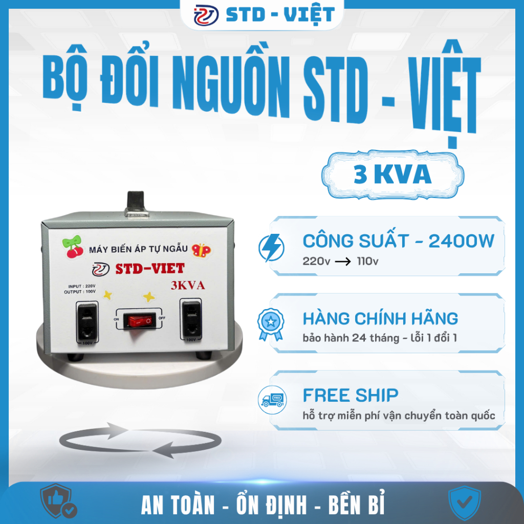Đổi Nguồn 220V Ra 100V 110V 3KVA (Biến Áp) Dùng Cho Đồ Nhật Nội Địa | Không Nóng Không Ồn | BH 2 Năm