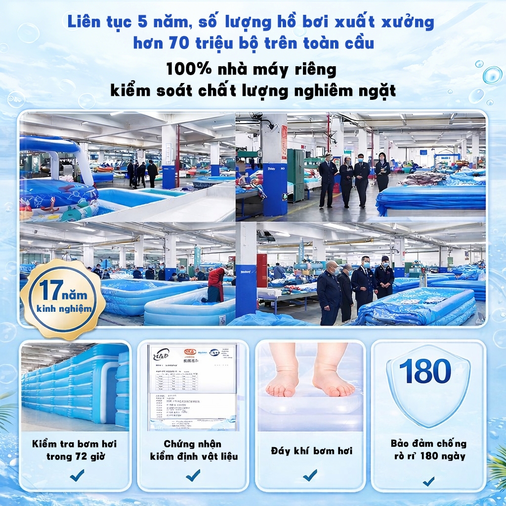 Bể bơi cho bé tại nhà,Bể bơi bơm hơi ngoài trời cho bé,Size lớn cho cả gia đình,kèm bơm,chất liệu dày bền