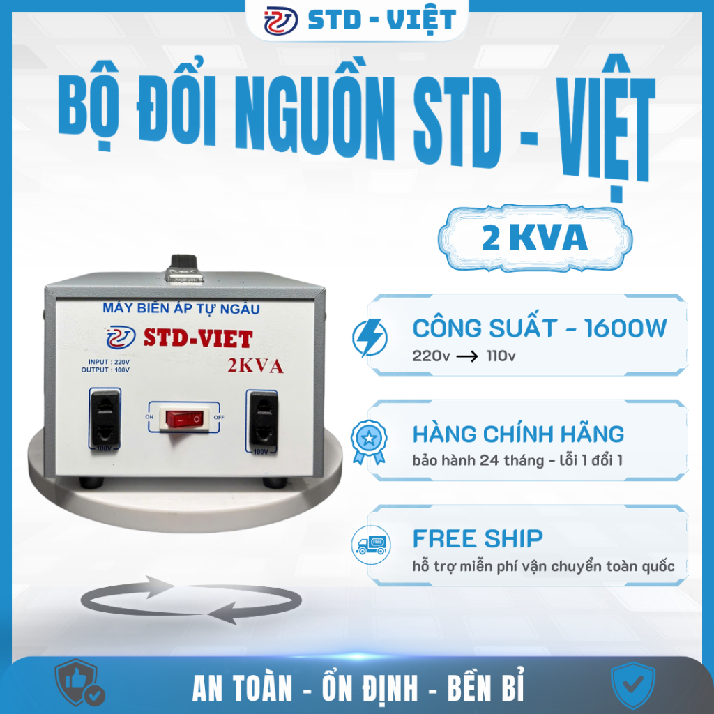 Đổi Nguồn 220V Ra 100V 110V 2KVA (Biến Áp) Dùng Cho Đồ Nhật Nội Địa | Không Nóng Không Ồn | BH 2 Năm