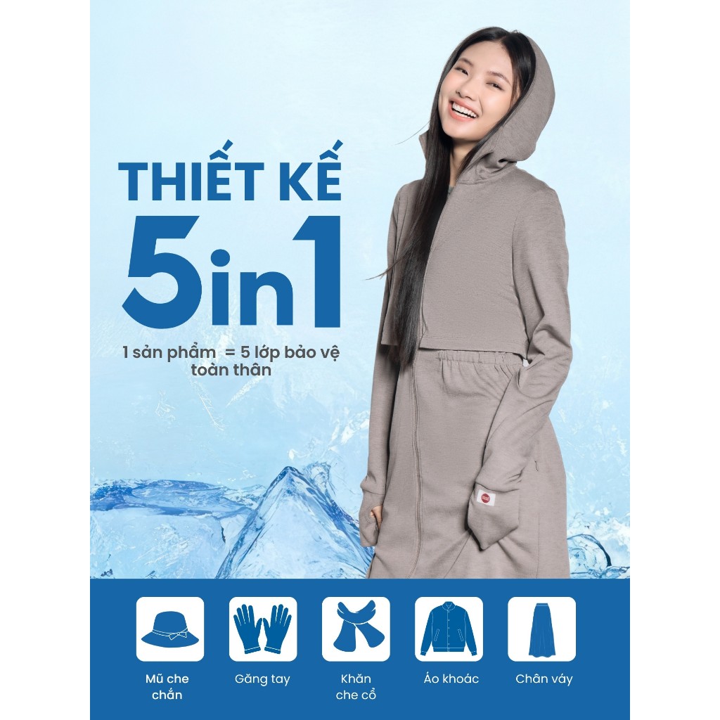 Áo khoác chống nắng NỮ SunStop Master chống tia UV dáng dài thoáng mát tối ưu TOKYOLIFE 40000096