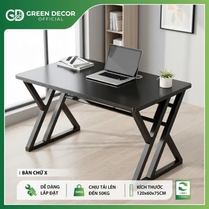 Bàn Làm Việc Chữ X Green Decor – Bàn Học 120x60x75cm, Chân Double X, Mặt MDF Bo Góc An Toàn Hiện Đại