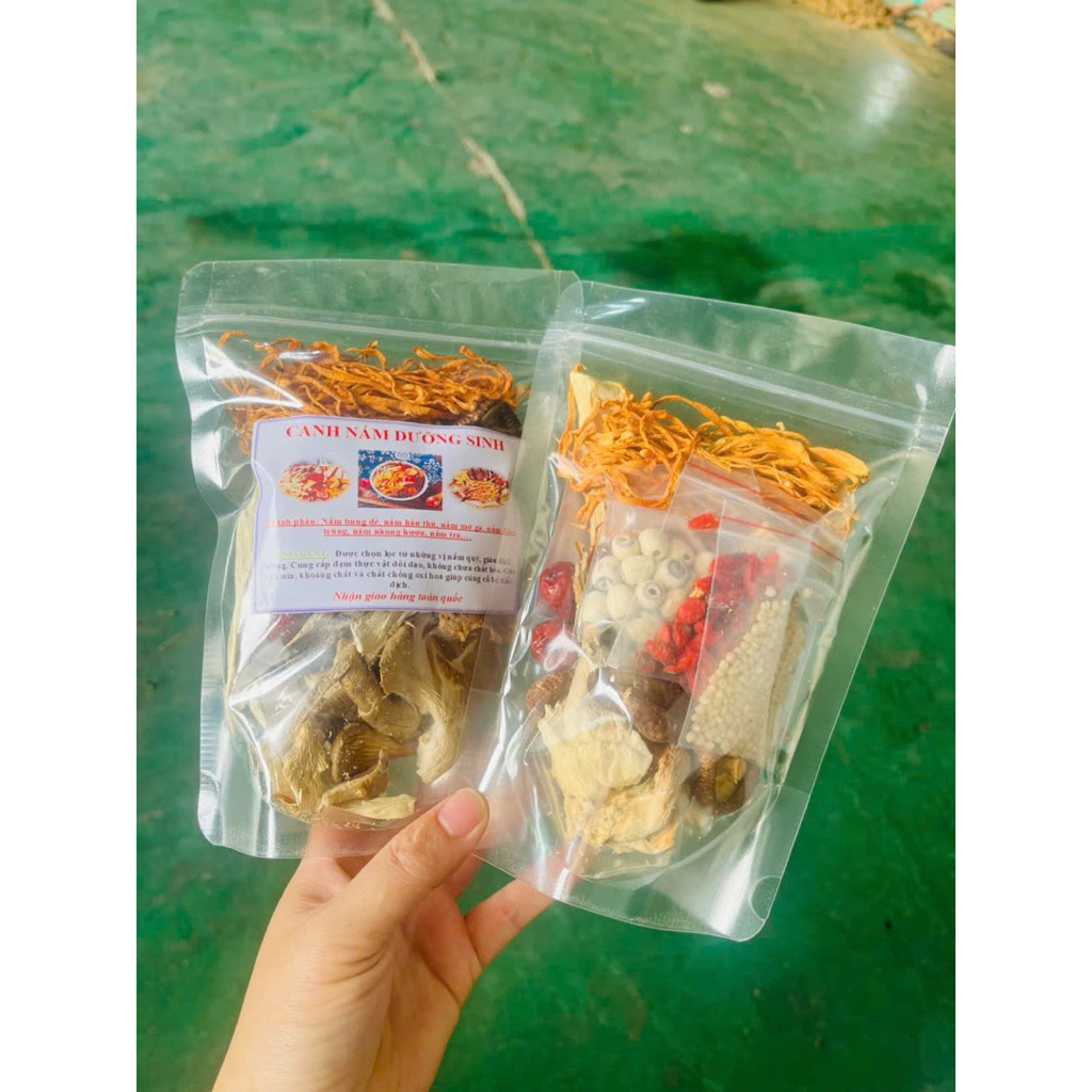 Set Canh Nấm Dưỡng Sinh Mix Nấm Trung Hoa  100Gram, Set Tự Nấu