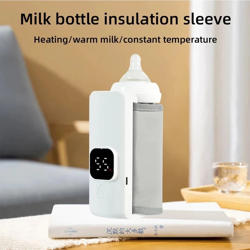 Máy sưởi bình sữa em bé di động 4000mAh, màn hình LED, hằng nhiệt, sạc USB, có đèn đêm, phù hợp du lịch