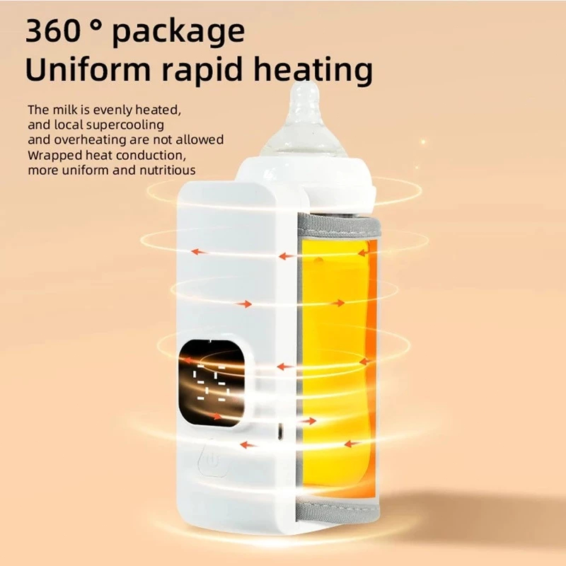 Máy sưởi bình sữa em bé di động 4000mAh, màn hình LED, hằng nhiệt, sạc USB, có đèn đêm, phù hợp du lịch