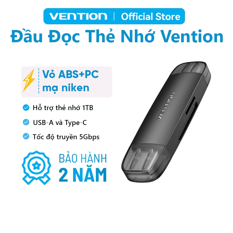 Đầu Đọc Thẻ Nhớ Vention USB 2.0 / 3.0 / 4.0 TF SD Micro Type-C OTG Cho Điện Thoại Thông Minh Tốc Độ Truyền Dữ Liệu Cao