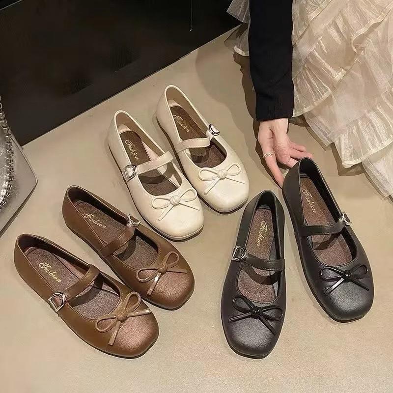GIÀY BÚP BÊ NỮ ĐẾ BỆT ĐÍNH NƠ QUAI GÀI