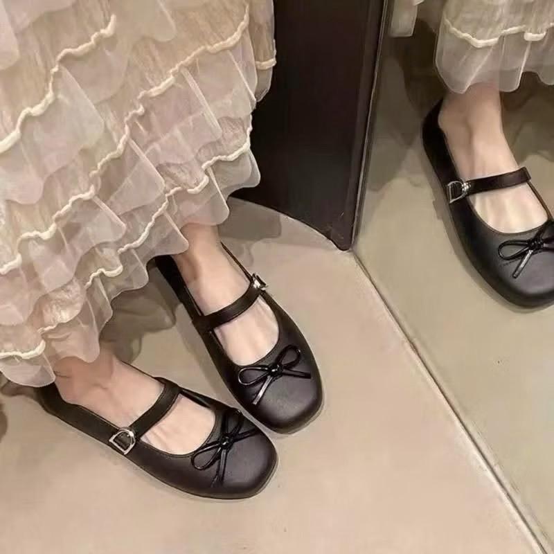 GIÀY BÚP BÊ NỮ ĐẾ BỆT ĐÍNH NƠ QUAI GÀI
