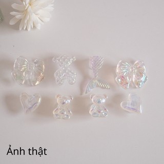 Bộ 8 Sticker, Charm 3D chủ đề Đuôi cá gấu nhựa cứng gắn Dép Sục, Cá sấu JB-447 Mita