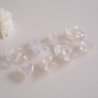 Bộ 8 Sticker, Charm 3D chủ đề Đuôi cá gấu nhựa cứng gắn Dép Sục, Cá sấu JB-447 Mita