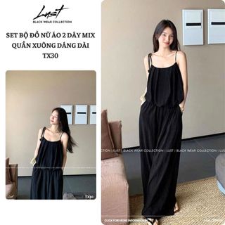 Set bộ đồ nữ áo 2 dây mix quần xuông dáng dài chất thô nhăn siêu tôn dáng LUST phong cách Hàn TX30
