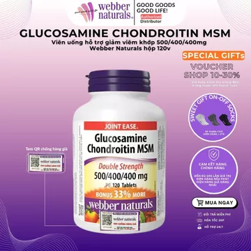 Glucosamine Chondroitin Webber Naturals Hộp 120V, Viên Uống Hỗ Trợ Giảm Viêm Khớp, Msm 500/400/400mg