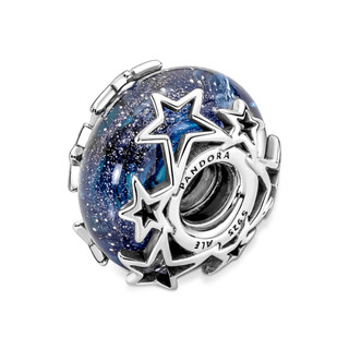 Charm Bạc Murano Dải Ngân Hà - Xanh Vũ Trụ - Galaxy Blue & Star Murano