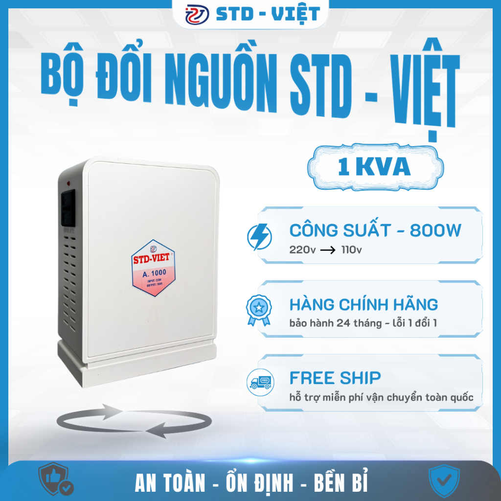Đổi Nguồn 220V Ra 100V,110V 1KVA (Biến Áp) Dùng Cho Đồ Nhật Nội Địa | Không Nóng Không Ồn | BH 2 Năm