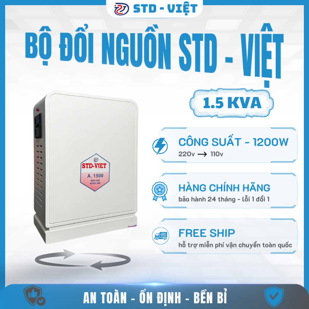 Đổi Nguồn 220V Ra 100V 110V 1.5KVA (Biến Áp) Dùng Cho Đồ Nhật Nội Địa | Không Nóng Không Ồn|BH 2 Năm