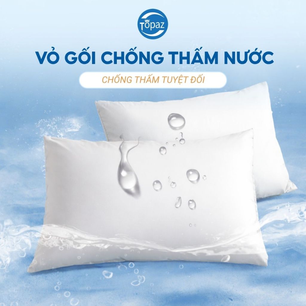 Vỏ Gối Chống Thấm Chất Liệu Cotton Mềm Mại Chính Hãng Topaz, Tấm Bảo Vệ Gối 2 Lớp Dày Dặn Chống Ẩm Dành Cho Gia Đình