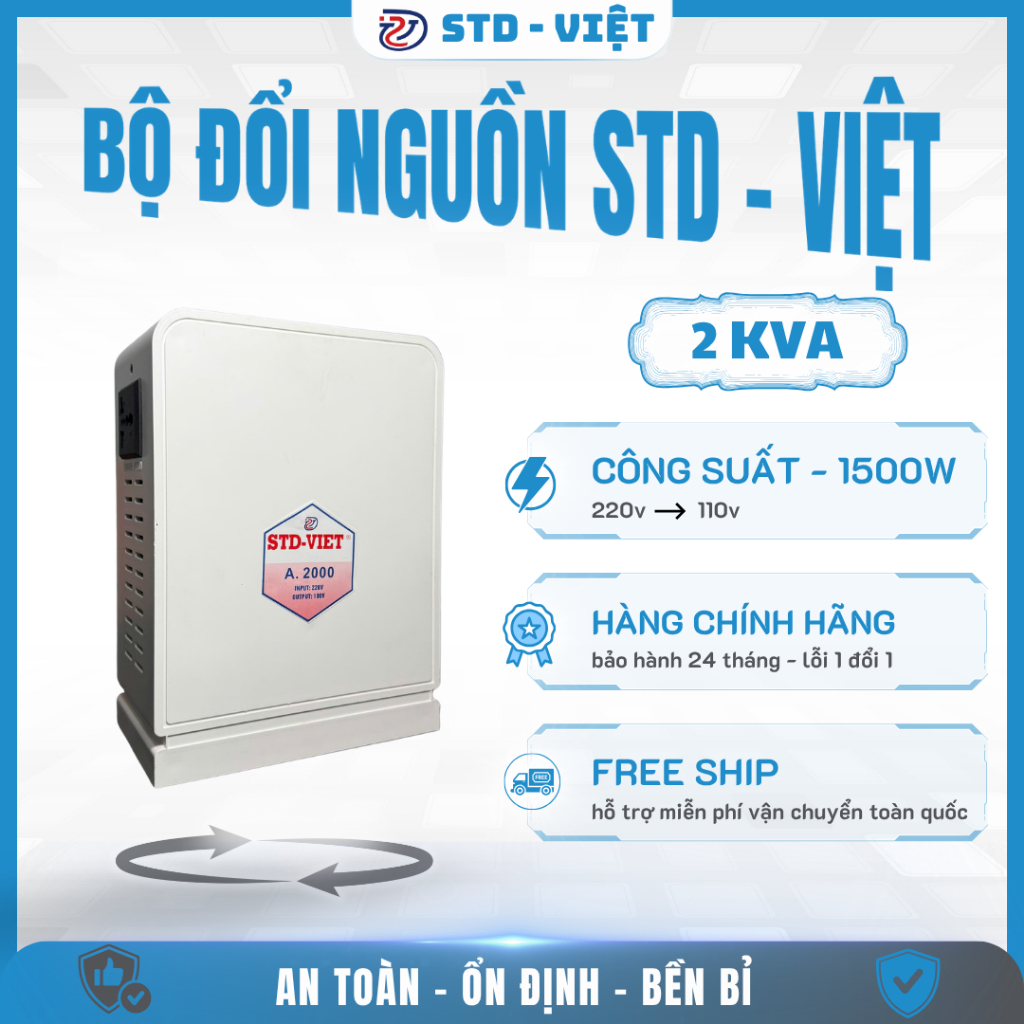 Đổi Nguồn 220V Ra 100V 110V 2KVA (Biến Áp) Dùng Cho Đồ Nhật Nội Địa | Không Nóng Không Ồn | BH 2 Năm