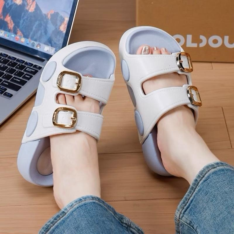 DÉP LÊ NỮ 2 QUAI KHOÁ ĐẾ ĐỘN 5CM,CHẤT LIỆU EVA NHẸ ÊM CHÂN