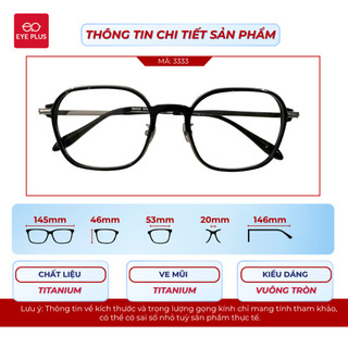 [RM] Kính Cận ACT Vuông Tròn Reeman 3333 Eye Plus – Gọng Titanium Cao Cấp, Unisex Hiện Đại, Dễ Đeo