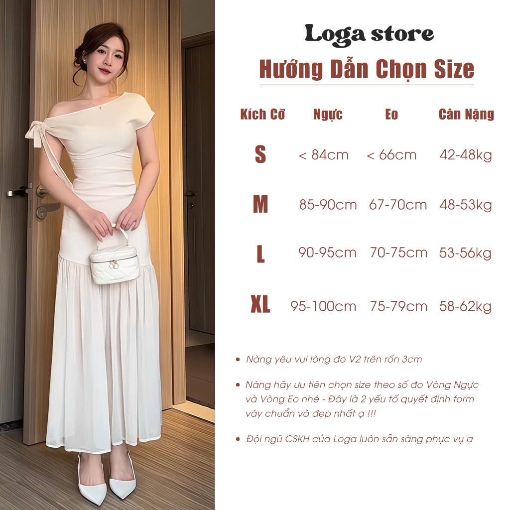 Đầm Body Lệch Vai Đi Hẹn Hò Phối Chân Váy Tơ , Váy Sự Kiện Dáng Dài Sang Chảnh Logastore_L0198