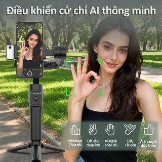 QAML Gậy Selfie Gimbal 3 chân đa năng, chống rung tốt, theo dõi khuôn mặt tự động, dễ dùng cho livestream và quay phim