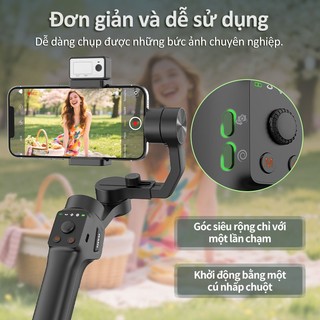 QAML Gậy Selfie Gimbal 3 chân đa năng, chống rung tốt, theo dõi khuôn mặt tự động, dễ dùng cho livestream và quay phim