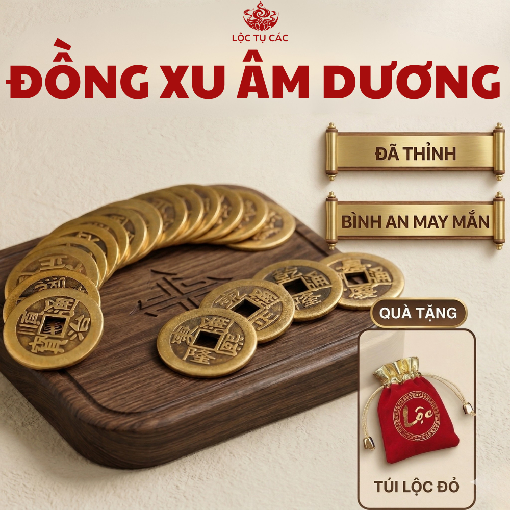Đồng xu Ngũ Đế, vật phẩm phong thủy Lộc Tụ Các thu hút tài lộc vận may, cân bằng năng lượng