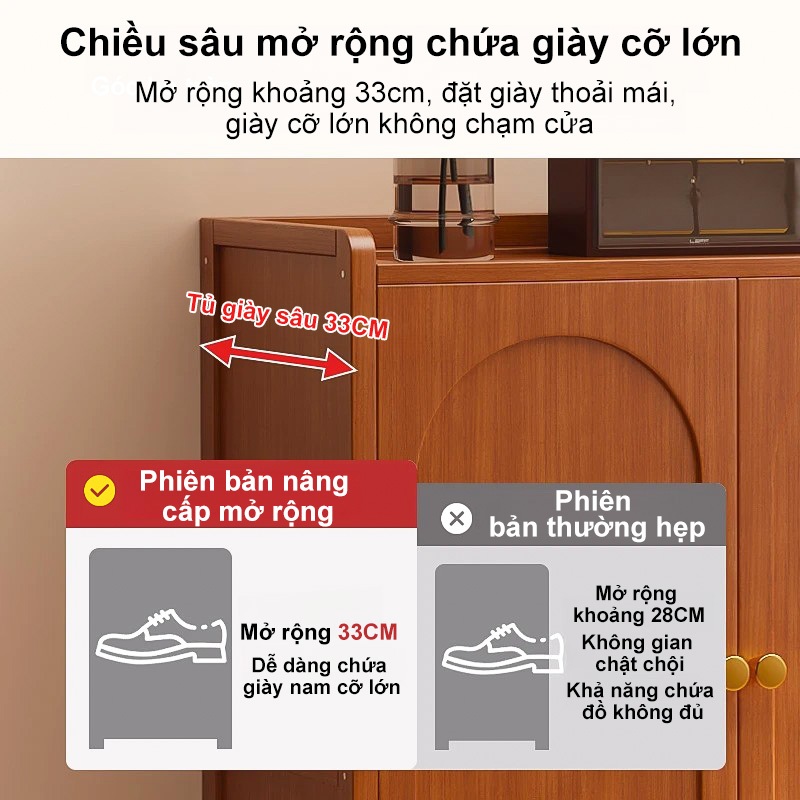 Tủ Giày Tre Việt Nam 4 Cửa Màu Gỗ Sáng Thiết Kế Thông Minh Có Kệ Để Hở Tiết Kiệm Không Gian Tối Đa