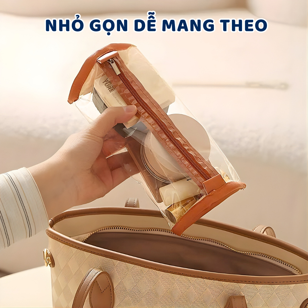 Túi Đựng Đồ Trang Điểm 4in1 Chia Ngăn Khóa Kéo Chống Bụi Richouse, Túi Đựng Mỹ Phẩm Cao Cấp
