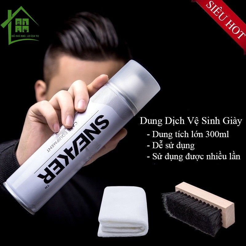 Bộ sản phẩm xịt vệ sinh giầy Sneaker tặng kèm Bàn chải và khăn lau tiện dụng