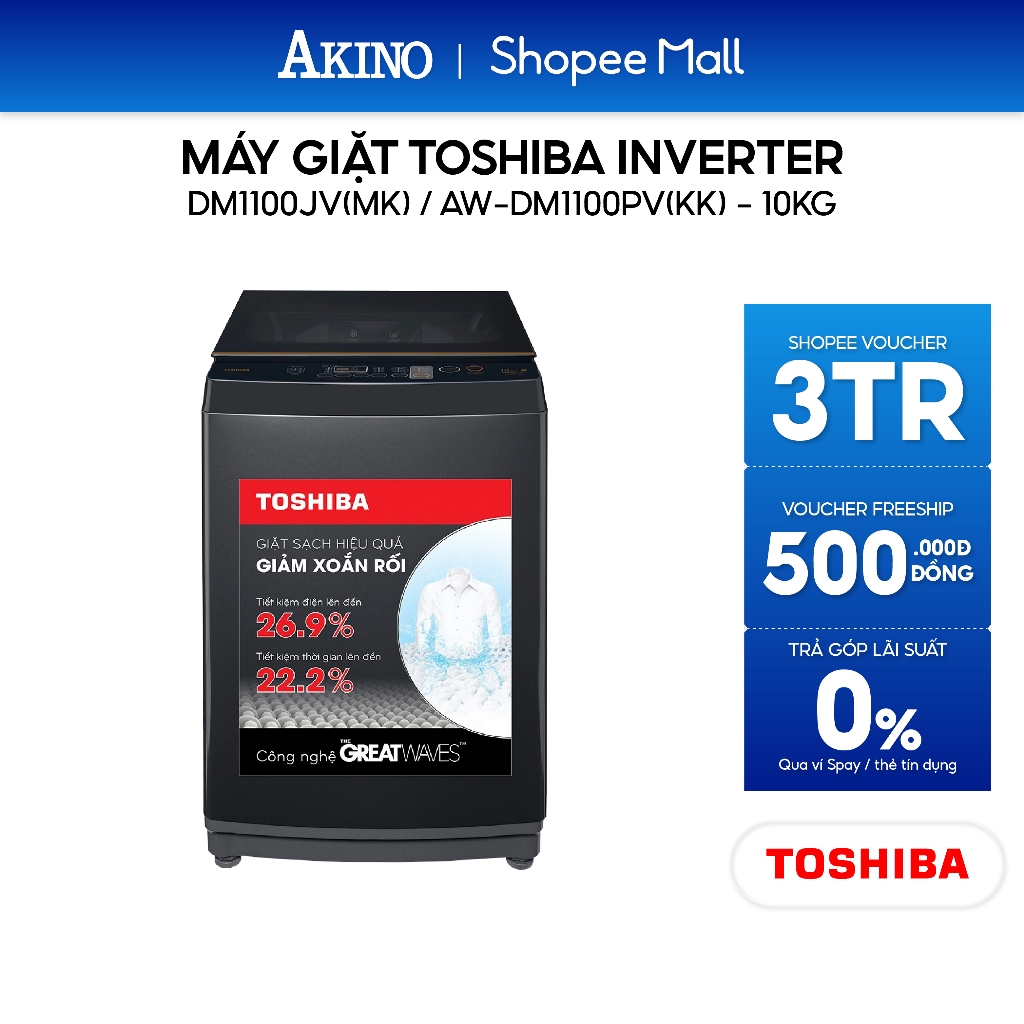 DM1100JV(MK) | AW-DM1100PV(KK) | Máy giặt Lồng Đứng Toshiba 10 KG