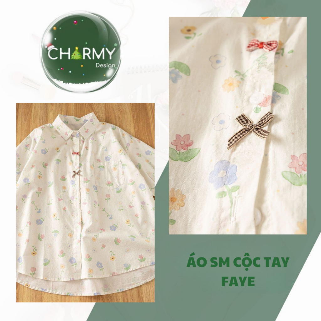 Áo Sơ Mi Nữ Faye Cổ Sơ Mi Tay Ngắn Nhiều Họa Tiết Thanh Lịch Charmy