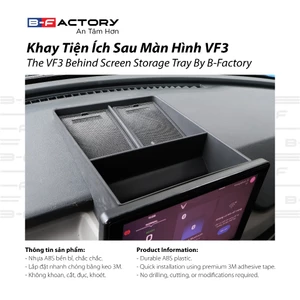 B-FACTORY Khay Tiện Ích Sau Màn Hình Nhựa ABS Cho VinFast VF3 Đen