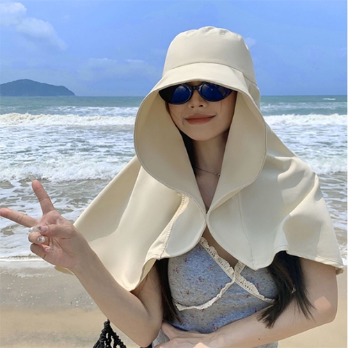 Mũ Chống nắng vành rộng che gáy có dây rút chất vải cotton mát thời trang Unisex Nam nữ